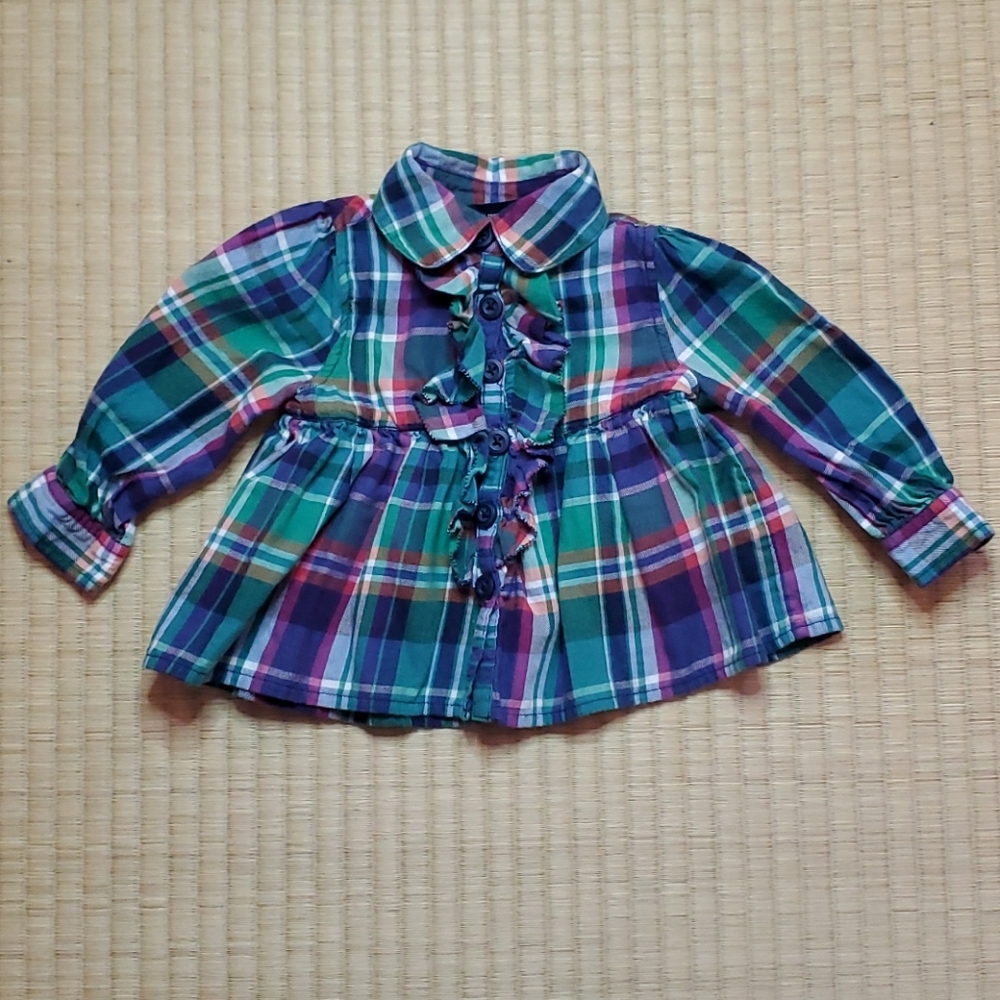 Ralph Lauren Ruffle Placket Babydoll Shirt, 9M